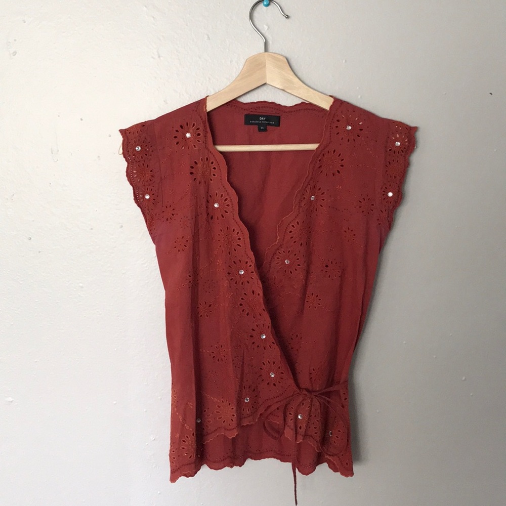 DAY Birger et Mikkelsen red cotton wrap top